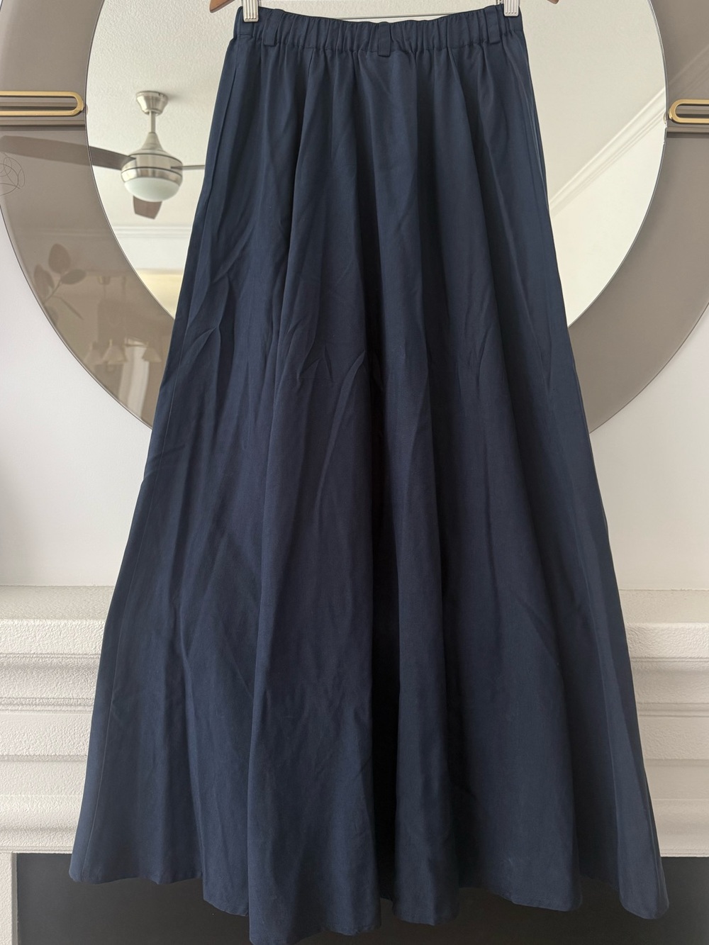 Go Silk Skirt Womens Blue A Line Pleated Maxi Skirt